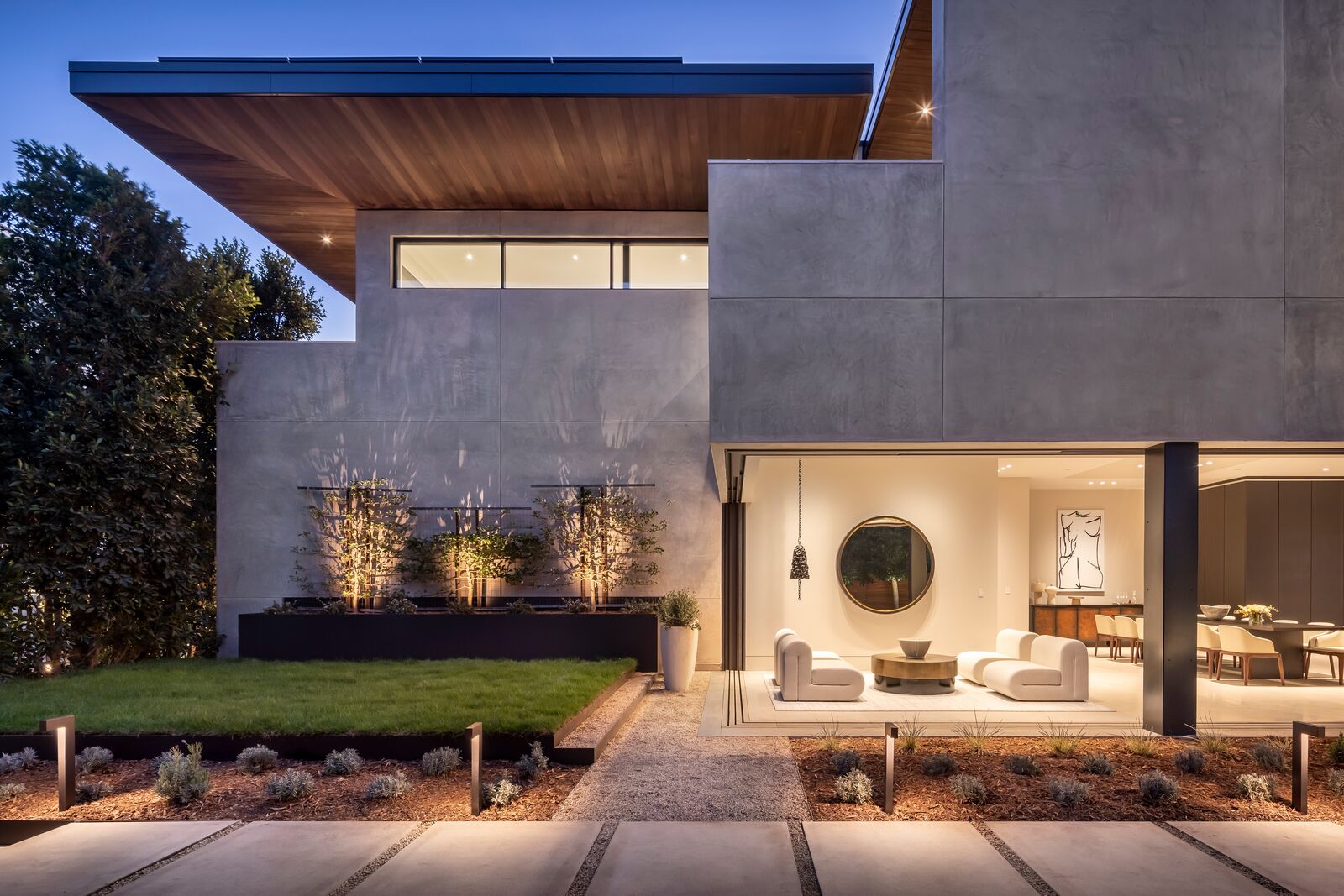 Front entry at dusk — Troon Pacific residence
