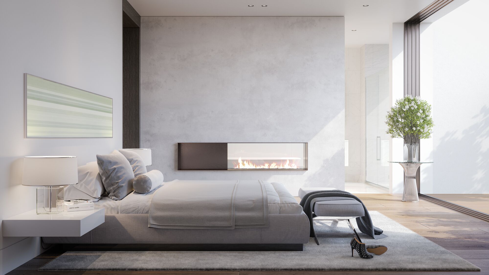 Serene bedroom in natural light — Troon Pacific residence